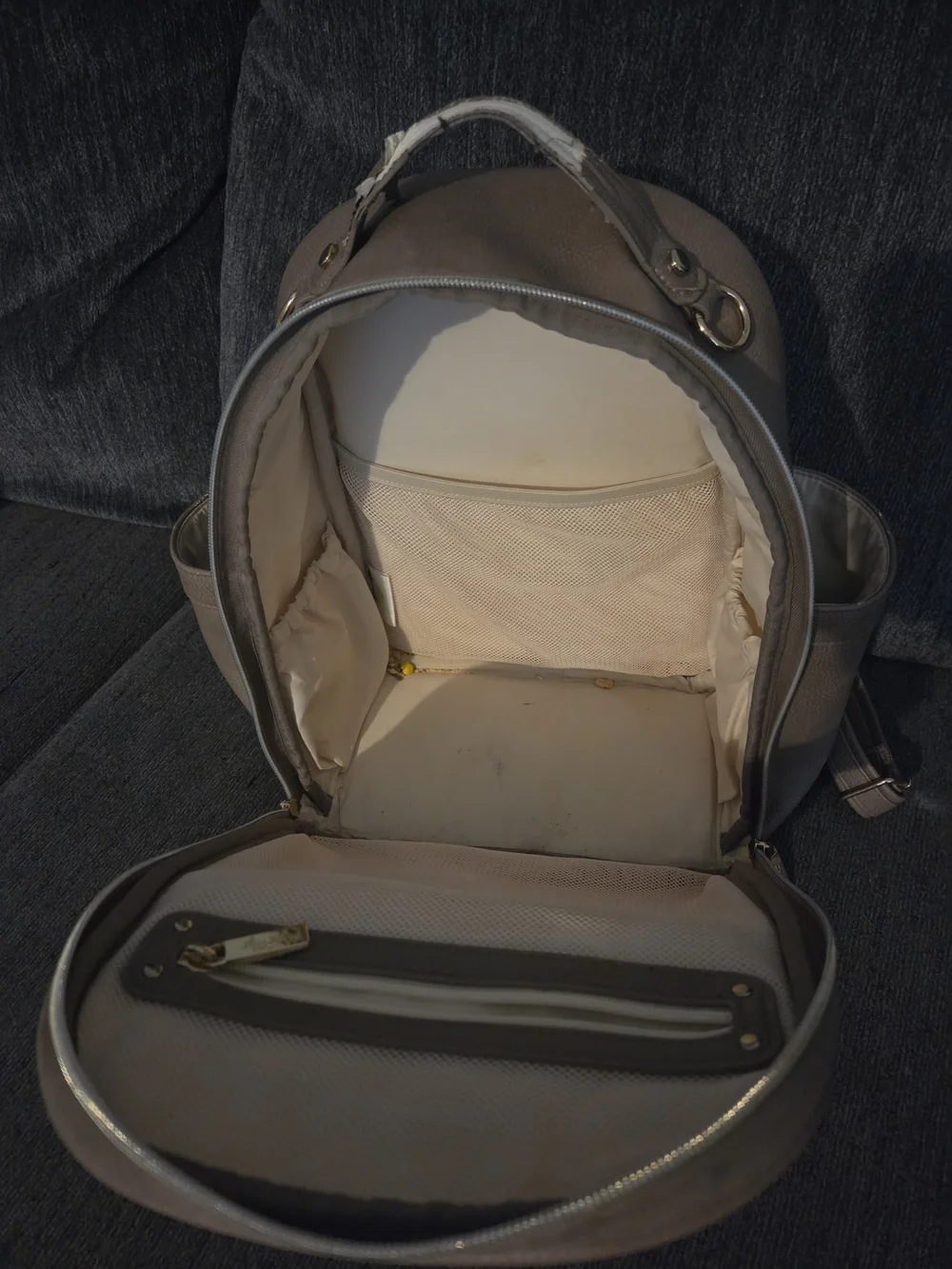 Itzy Ritzy Taupe Leather Backpack - Women's Diaper/Everyday Bag